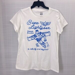 Disney TOY STORY BUZZ LINE ART Print T-shirt white Blue size L